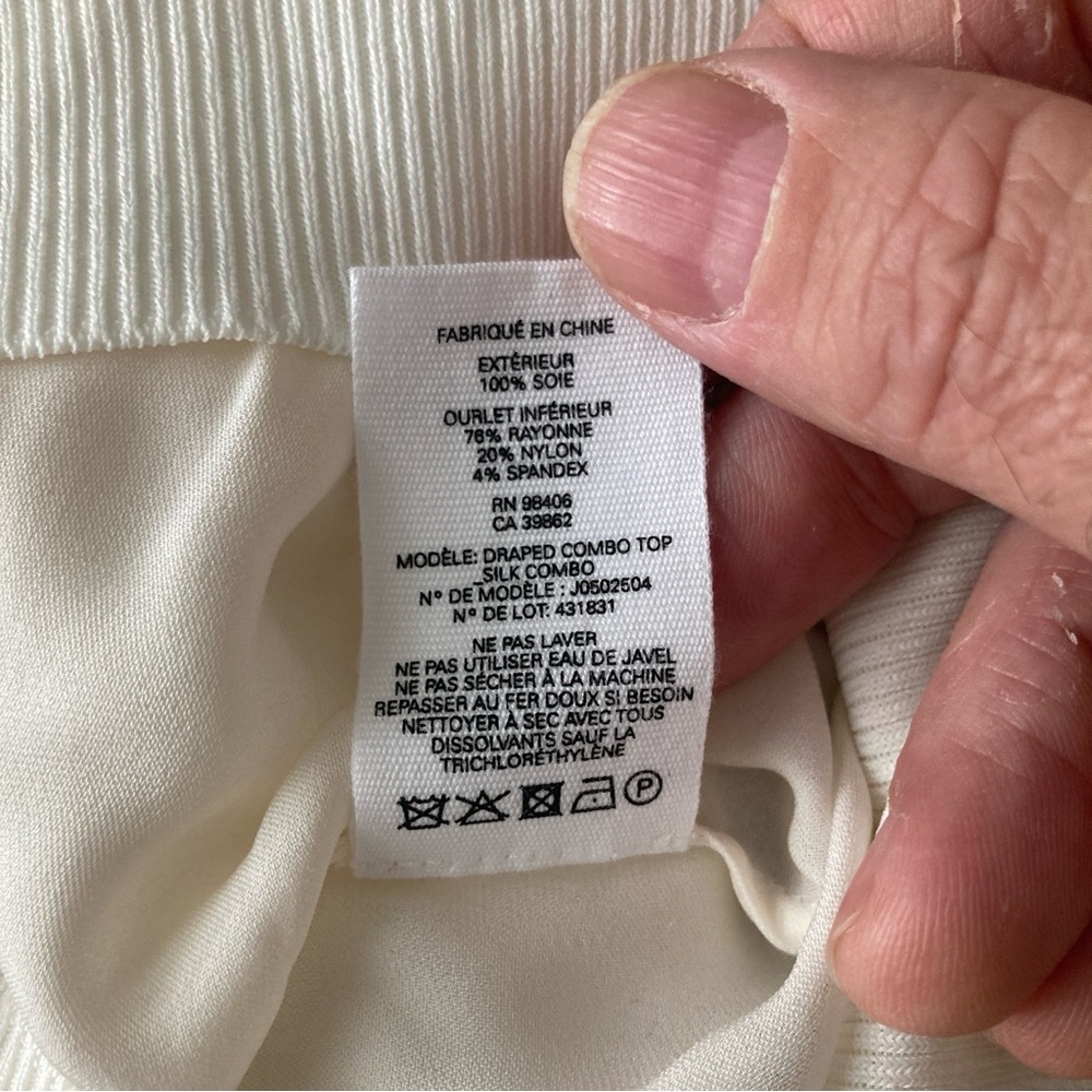 Theory brand silk deep v crossover blouse top pullover ivory L - Picture 10 of 12